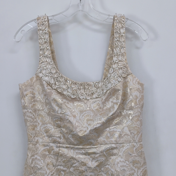 Maggie London Elegant Cream Dress Size 12 - Picture 2 of 6